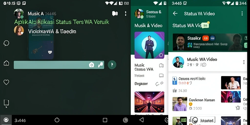 Antarmuka aplikasi 3446 dengan pilihan video Status WA yang menarik.