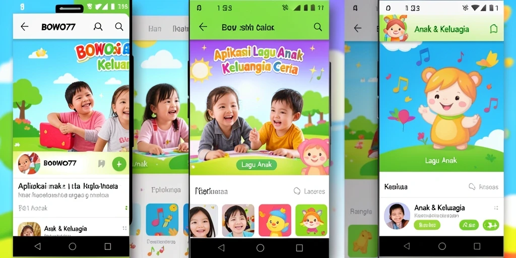 Tampilan antarmuka BOWO77 yang ramah anak dengan berbagai pilihan lagu.