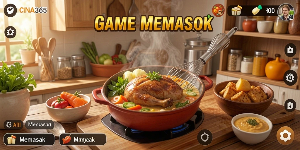 Antarmuka utama CINA365 menampilkan beragam resep masakan yang menarik.