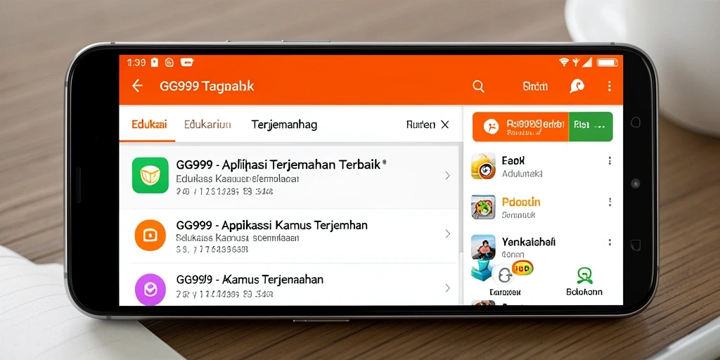 Antarmuka aplikasi Kamus Terjemahan GG999 yang sederhana dan fungsional.