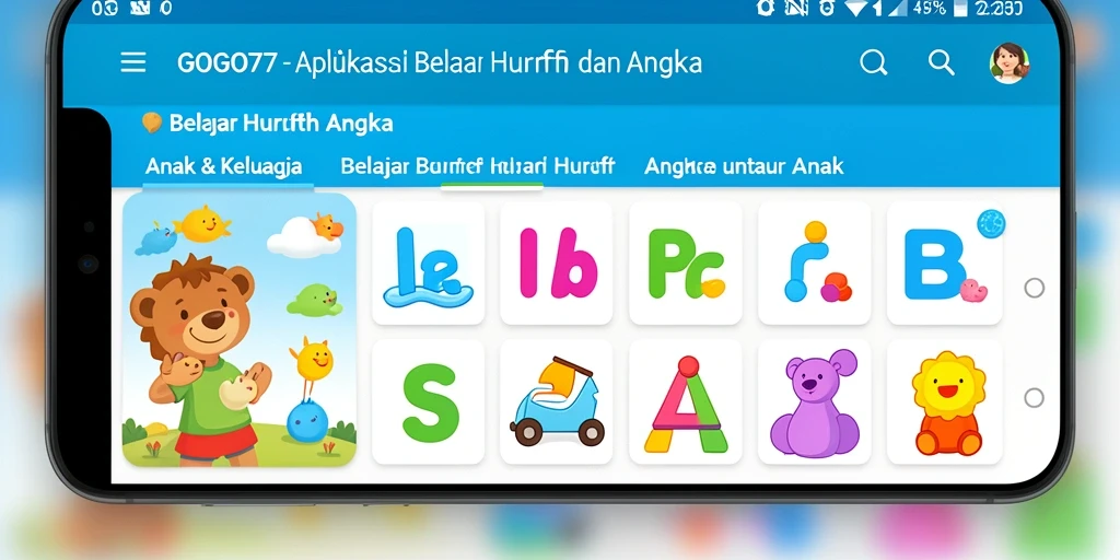 Antarmuka GOGO77 yang ceria dan edukatif untuk anak-anak.