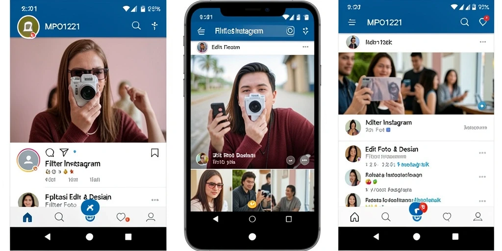 Tampilan antarmuka MPO1221 dengan filter Instagram yang menarik.