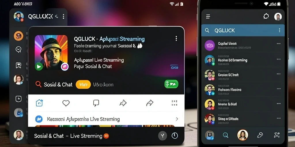 Antarmuka QGLUCK menampilkan fungsi Live Streaming yang menarik dan interaktif.